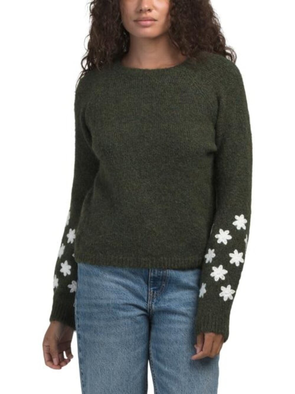 CYRUS Crew Neck Sweater With Embroidered Flowers